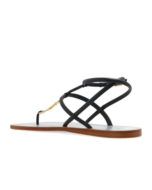 Fendi Multicolor Black Leather Flat Sandals