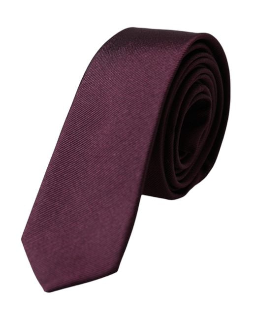 Dolce & Gabbana Purple Solid 100% Silk Adjustable Tie for men