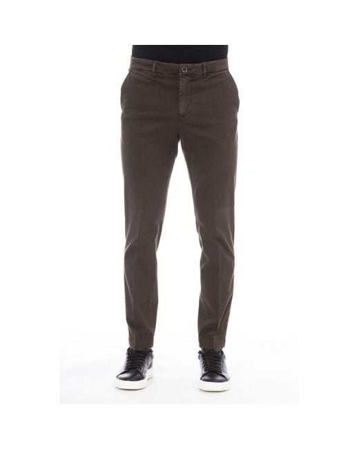 Peserico Black Brown Cotton Men Pants for men