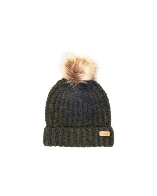 Barbour Metallic Green Polyester Beanie