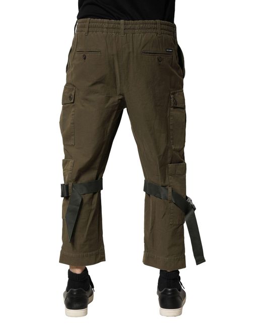 Dolce & Gabbana Green Cargo Pants With Buckled Straps for men