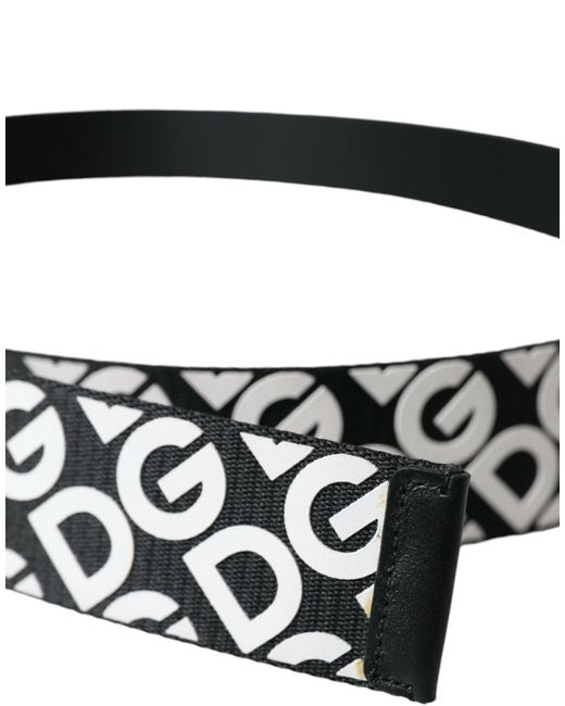 Dolce & Gabbana Black Leather Buckle Canvas Belt for men