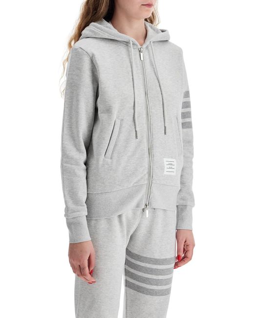 Thom Browne Gray 4-Bar Hoodie With Zipper And