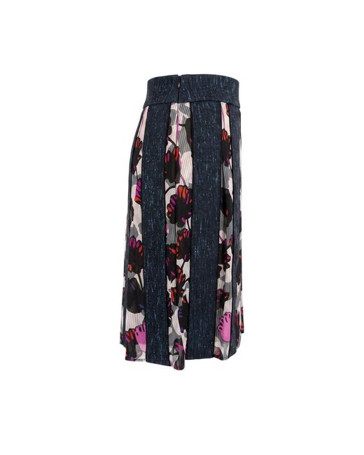 Trussardi Blue Black Wool Skirt