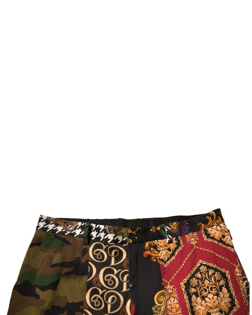 Dolce & Gabbana Black Multicolor Patchwork Men Dress Pants for men