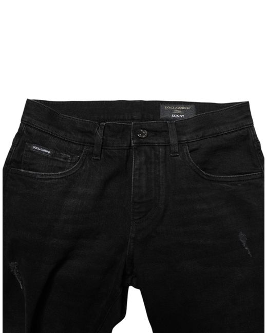 Dolce & Gabbana Black Distressed Slim Fit Jeans for men