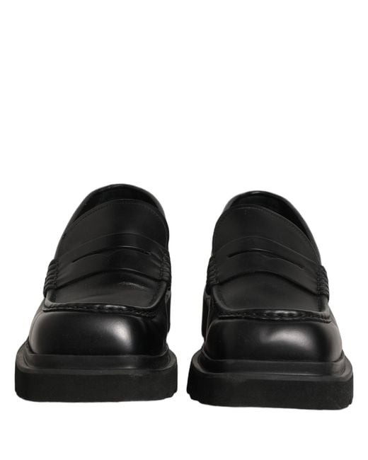 Dolce & Gabbana Black Calfskin Leather Men Dress Loafer Shoes for men