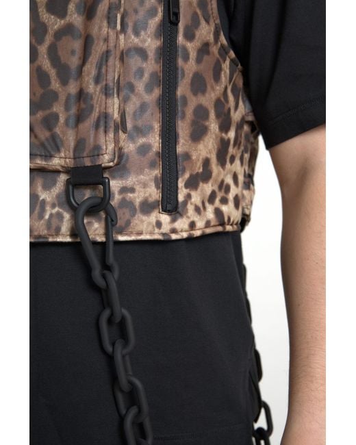 Dolce & Gabbana Black Leopard Silk Sleeveless Sportswear for men