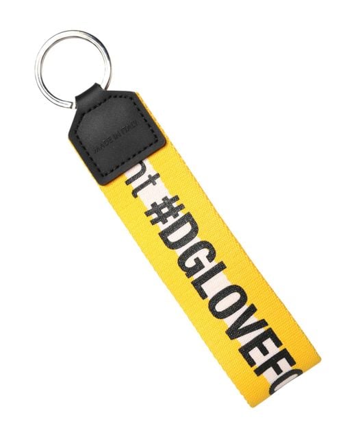 Dolce & Gabbana Metallic Logo Polyester Brass Holder Keychain Keyring Pvc Accessory