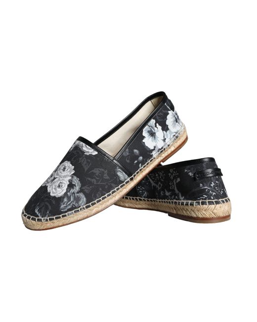 Dolce & Gabbana Multicolor Floral Cotton Leather Espadrilles Shoes for men