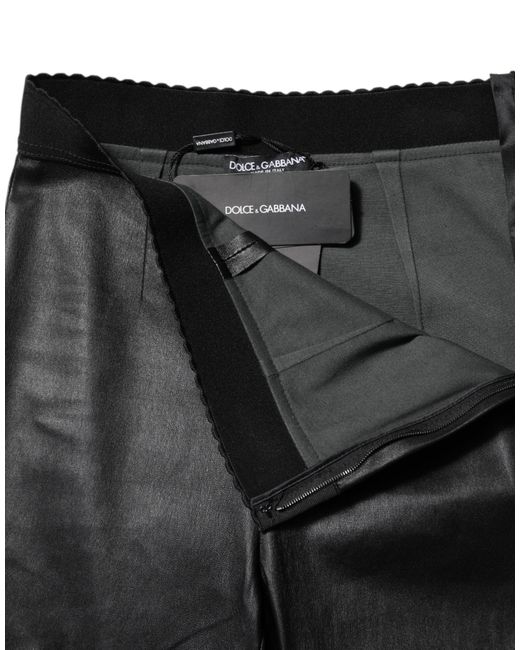 Dolce & Gabbana Black Leather Elastic Waist Pants