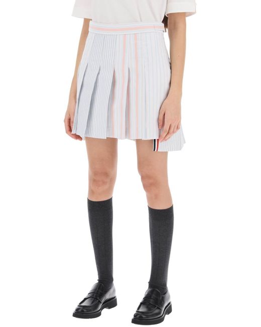 Thom Browne White Funmix Striped Oxford Mini Skirt