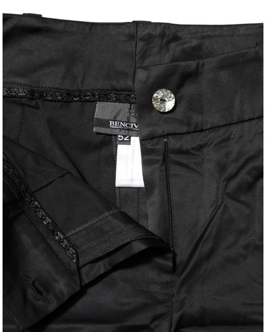 Bencivenga Black Cotton Blend Cropped Straight Leg Pants