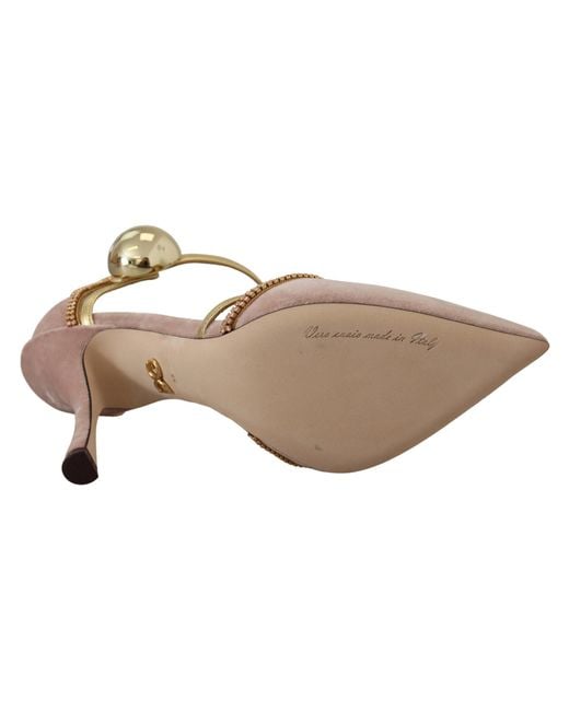 Dolce & Gabbana Metallic Elegant Crystal Pumps With High Heels