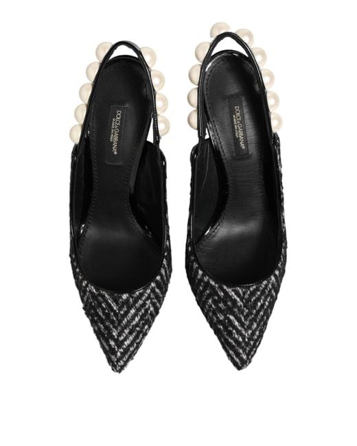 Dolce & Gabbana Black Lori Pearl Slingback Pump