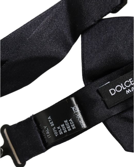 Dolce & Gabbana Black Silk Adjustable Neck Papillon Bow Tie for men
