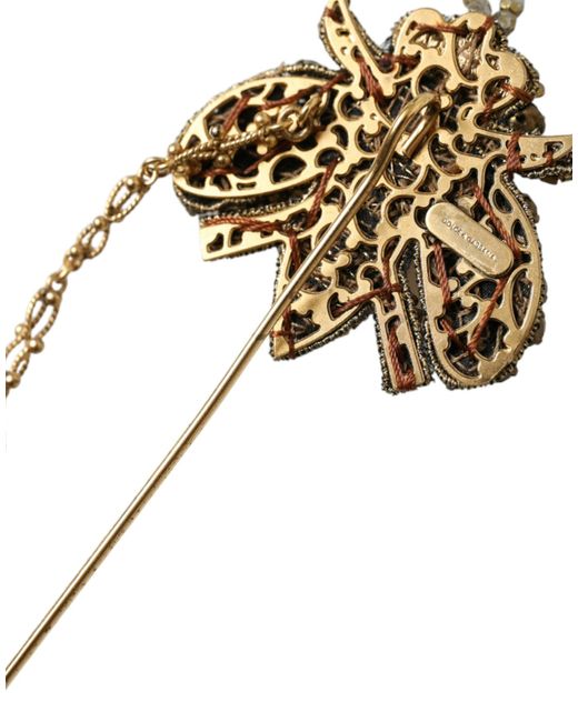 Dolce & Gabbana Natural Crystal Embellished Tone Bee Lapel Pin for men