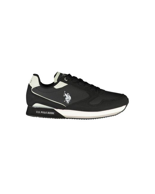 U.S. POLO ASSN. Black Elegant Lace-Up Sneakers With Contrast Details for men