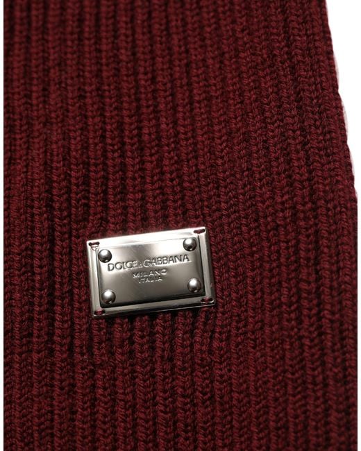 Dolce & Gabbana Red Burgundy Wool Half Zip Men Pullover Sweater for men