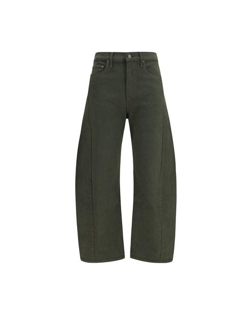 Mother Green Bicolor Cotton Relaxed Fit Jeans