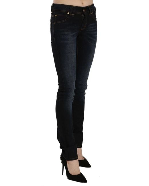John Galliano Black Dark Blue Mid Waist Slim Fit Denim Casual Pants Jeans