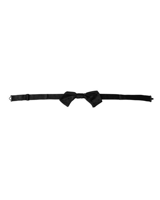 Dolce & Gabbana White Satin Silk Adjustable Neck Bow Tie for men