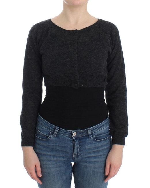 Ermanno Scervino Black Chic Cropped Alpaca Wool Sweater