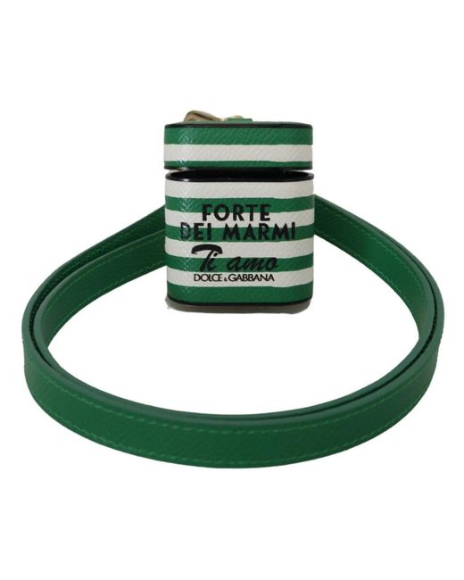 Dolce & Gabbana Green Elegant Leather Airpods Case