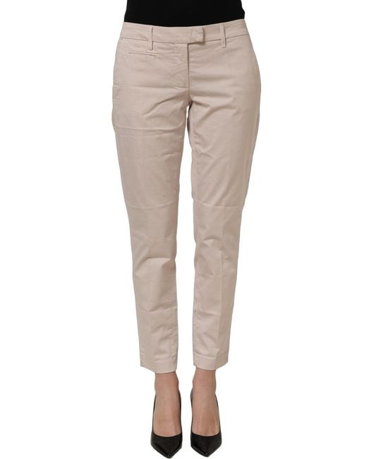 Dondup Natural Beige Low Waist Tapered Cropped Trousers Pants