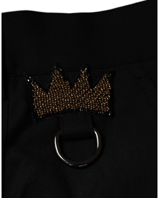 Dolce & Gabbana Black Crown Cotton Dress Pants for men