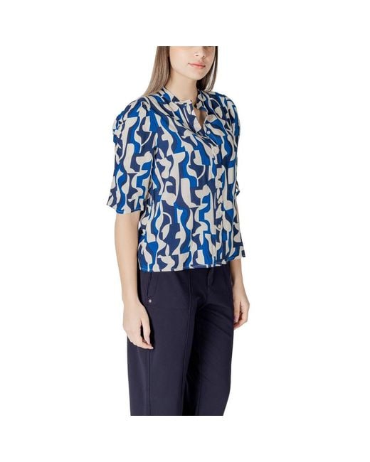 Ichi Blue Viscose Blouse