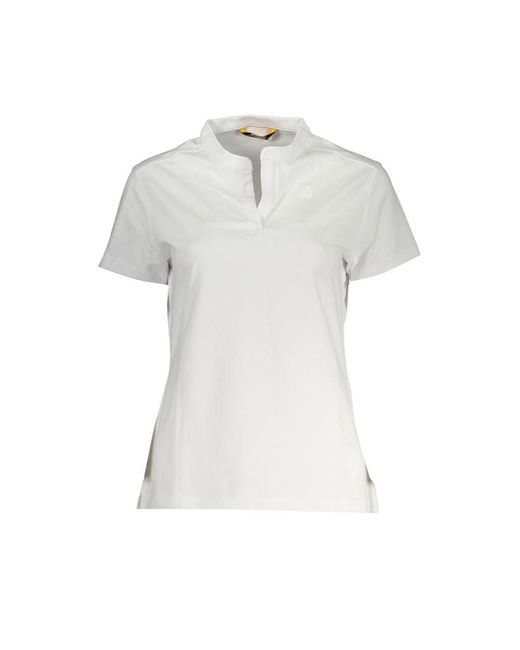 K-Way White Chic V-Neck Cotton Tee With Iconic Appliqué