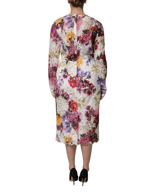 Dolce & Gabbana Red Multicolor Floral Long Sleeve A