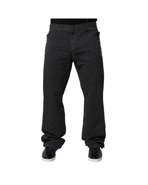 Just Cavalli Black Straight Fit Mid Waist Denim Trouser Jeans Cotton-Elastane for men