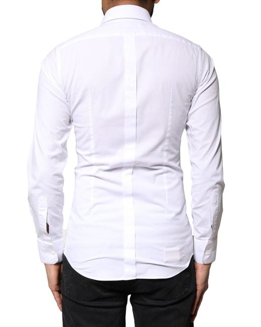 Dolce & Gabbana White Cotton Long Sleeves Dress Shirt for men