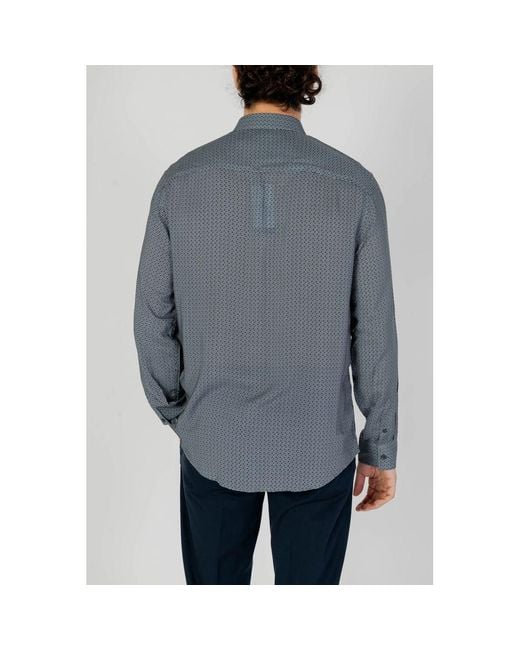 ARMANI EXCHANGE Blue Gray Viscose Pattern Shirt for men