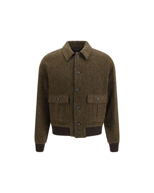Valstar Green Bicolor Wool Oves Aries Bomber for men