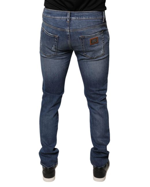Dolce & Gabbana Blue Slim Fit Ripped Jeans for men