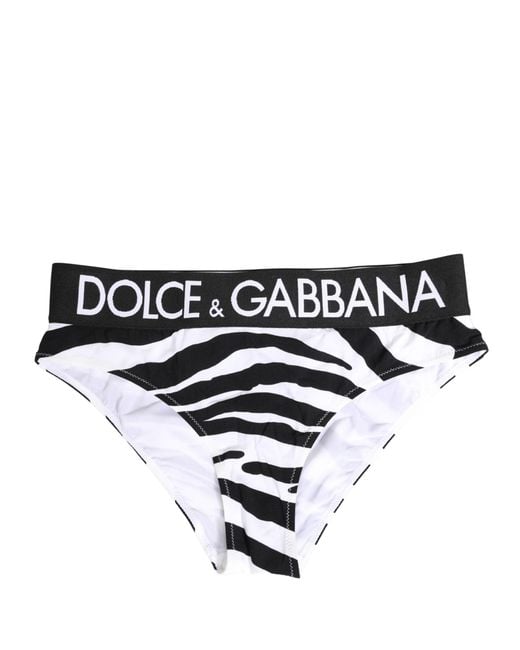 Dolce & Gabbana Black Zebra Print Brief Panty Underwear Elastane Nylon Clothing