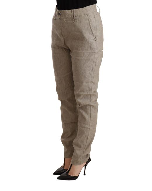CYCLE Multicolor Beige Mid Waist Casual Baggy Stretch Trouser