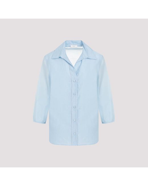 Peserico Light Blue Mussola Cotton Silk Shirt