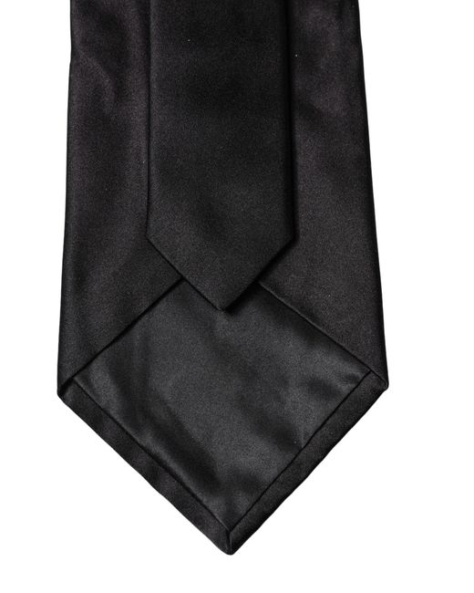 Dolce & Gabbana Black Solid Satin Silk Adjustable Neckwomen's Tie