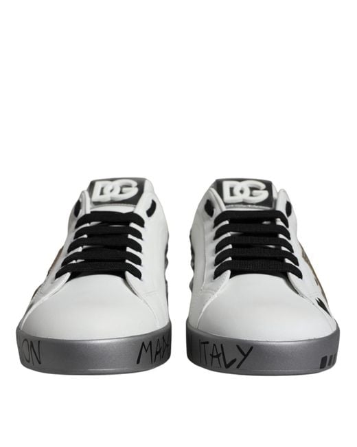 DOLCE & GABBANA オルオハロコシャカトホルトフィノスニカ Dolce & Gabbana Crystal Logo Portofino Sneakers Shoes in
