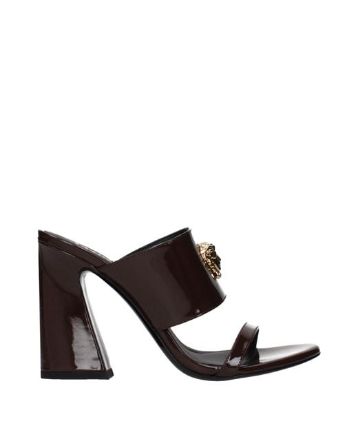 Versace Black Sandals/Chocolate Patent Leather