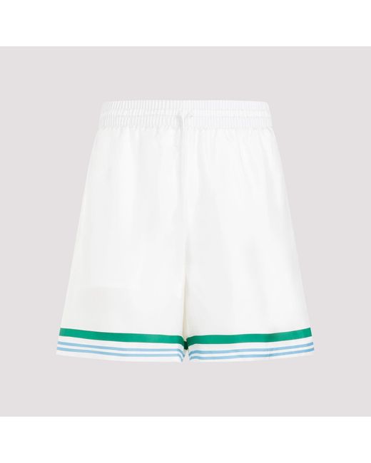 Casablancabrand White Le Jeu Colorè Silk Shorts for men