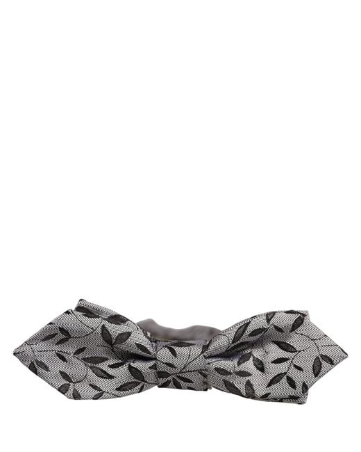 Dolce & Gabbana Men Gray Abstract Silk Adjustable Neck Papillon Bow Tie for men