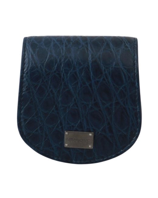 Dolce & Gabbana Blue Holder Pocket Wallet Exotic Skin Condom Case for men