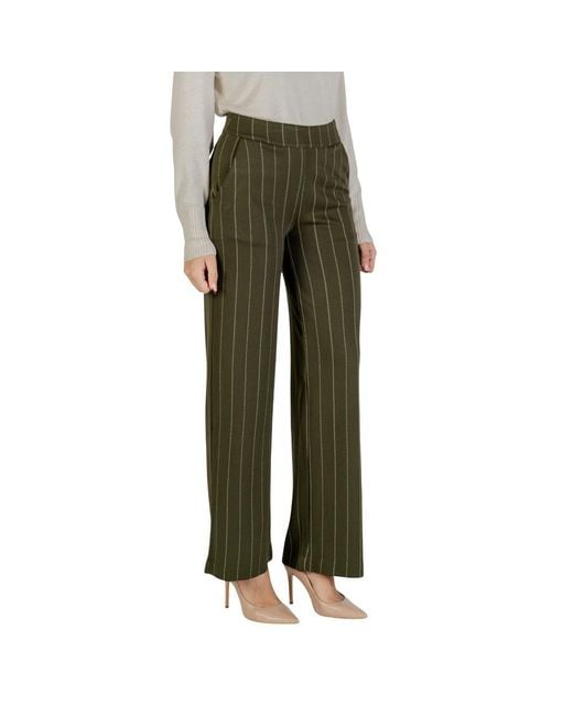 Ichi Green Bicolor Viscose Casual Pants