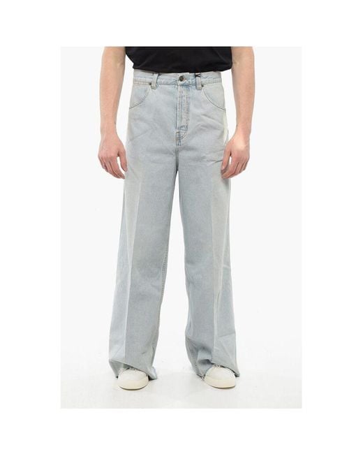 Gucci Gray Light Wash Wide Leg Denims With Fringed Bottom 34cm for men
