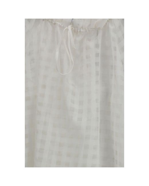 Sara Roka Gray White Cotton Pattern Shirt